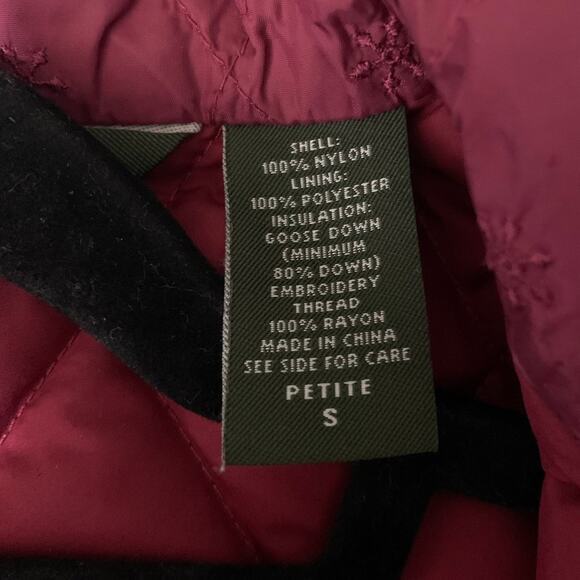 EDDIE BAUER‎ Jacket Barn Coat Goose Down Quilted Snap Closure Zip Pockets Fushia - Picture 11 of 13